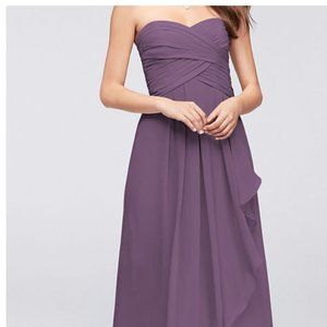Long Wisteria Crinkle Chiffon Bridesmaid Dress -2